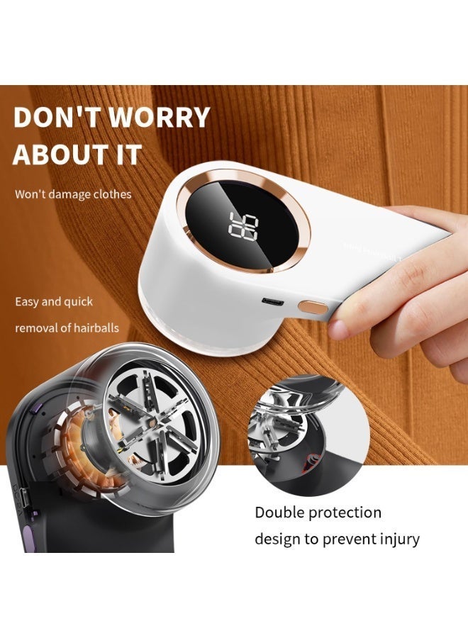 ماكينة حلاقة كهربائية للأقمشة ومزيل الوبر - قابلة لإعادة الشحن عبر USB، شاشة رقمية، ماكينة حلاقة محمولة للأقمشة مع فرشاة | ماكينة حلاقة كرات الشعر المنزلية - Image 5